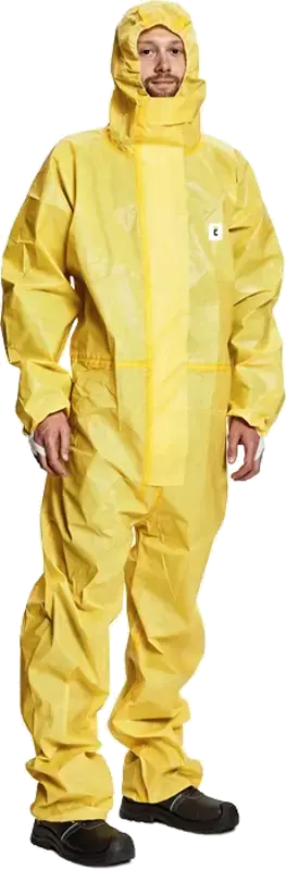 Kombinéza jednorázová s kapucí CHEMSAFE SHIELD, žlutá