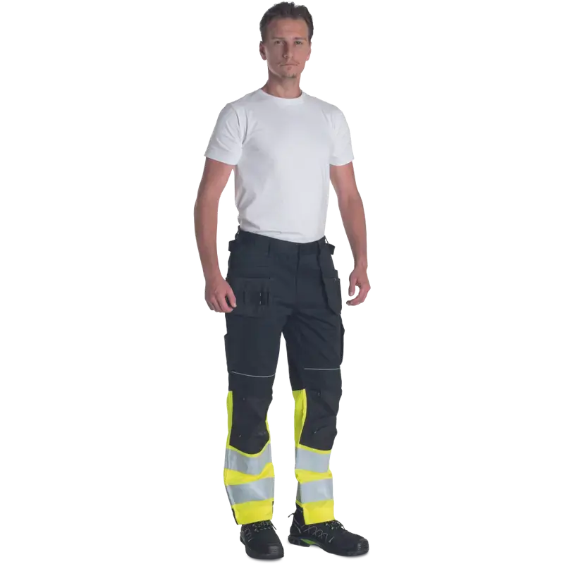 Kalhoty pracovní reflexní do pasu MAX VIVO FP DW, černo-žluté