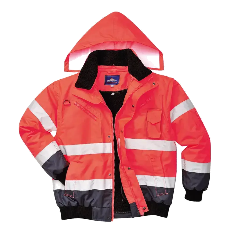 Bunda pracovní do pasu zimní s odepínací vložkou signální, reflexními pruhy, 3v1, Hi-Vis Contrast