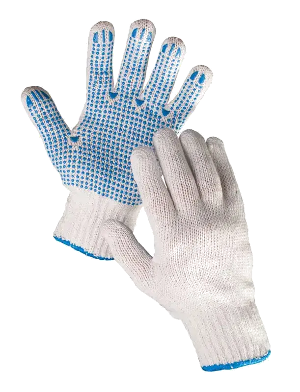 Rukavice textilní úplet dlaň a prsty s PVC terčíky PLOVER