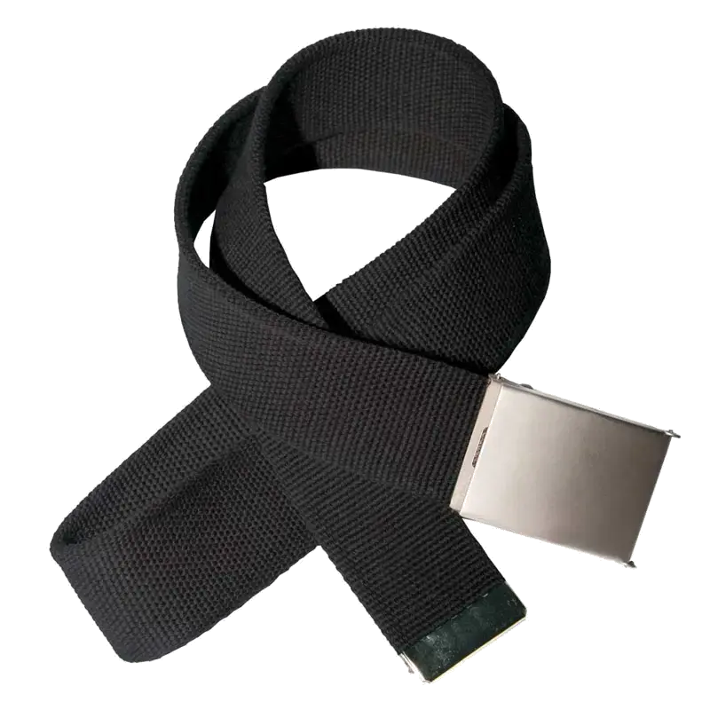 Opasek černý polyester/bavlna s kovovou přezkou