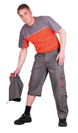 Kalhoty pracovní do pasu DESMAN odepínací nohavice šedo-oranžové