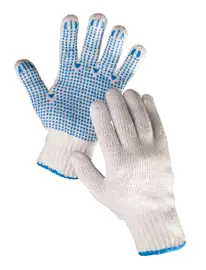 Rukavice textilní úplet dlaň a prsty s PVC terčíky PLOVER