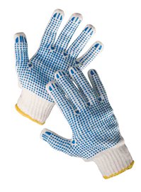 Rukavice textilní úplet dlaň hřbet a prsty s PVC terčíky QUAIL