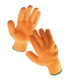 Rukavice úplet s polymerní mřížkou oranžové FALCON